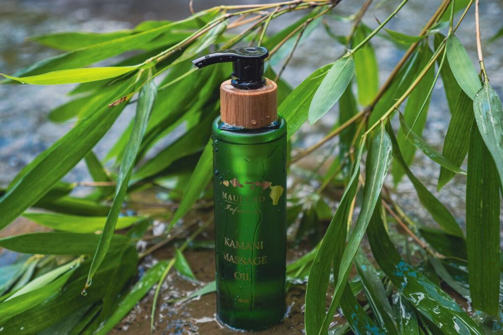 CBD massage oil being applied during a relaxing back massage for natural pain relief and muscle relaxation