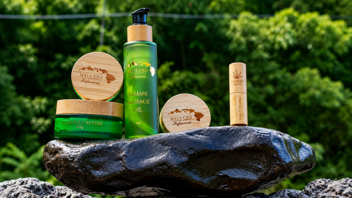 Luxury CBD skincare products display